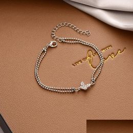 Bedelarmbanden sier bedelarmband voor vrouwen nieuwe trendy elegante vlinder zirkoon paren sieraden feestgeschenken 706 z2 drop levering 20 dh64k