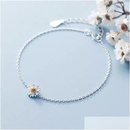 Bracelets porte-bonheur Sier Darling marguerite chaîne Bracelet pour femmes de mode Compatible avec bijoux magasin spécial livraison directe Dhnis
