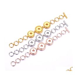 Charm Bracelets Sier Gold Rose Color Three 18Mm Snap Button Charms Bracelet Bangle para mujer Proveedor Ffshop2001 Drop Delivery Jewelr Dhz8C