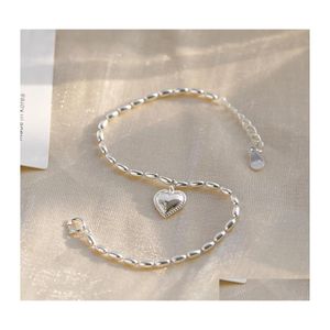 Charm Bracelets Sier Love Heart Bracelet Fashion Unique Rice Grains Chain Womens Delicado regalo de cumpleaños Amigo Misma joyería 3687 Q2 Dhhmr