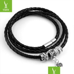 Bedelarmbanden sier vergulde charme zwart lederen armband voor vrouwen vijf kleuren magnet gesp cloor cadeau sieraden drop levering 2021 dhlka