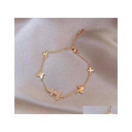 Bracelets de charme Sier Bracelet de mariage pour femmes Couples classique cristal papillon bijoux à la main cadeaux livraison directe Bracelets Dhcjd