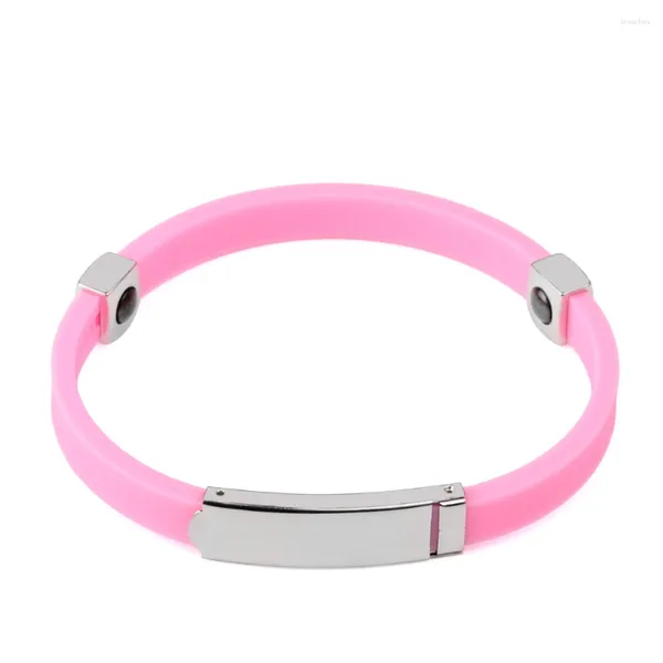 Pulseras de encanto Deportes de silicona Mujeres Pulsera antiestática Protección contra la radiación rosa Impermeable Elegante Brazalete casual para niña Joyería Regalos