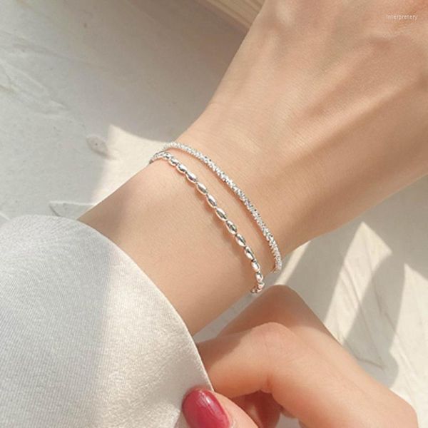 Bracelets porte-bonheur couleur argent Double pont boule de haricot feuille d'olivier chaîne Bracelet lumineux Galaxy Babysbreath pour fille cadeau bijoux de modeCharme dans