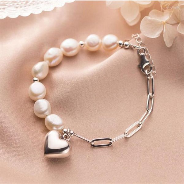 Pulseras de encanto Color plata Oval Perla Borla Corazón Pulsera para mujeres Niñas Coreano 2023 Moda Joyería de boda Regalo SL515