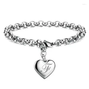 Bracelets de charme plaqué argent beau coeur 26 lettres chaîne pour femmes mode fête de mariage bijoux cadeaux de noël
