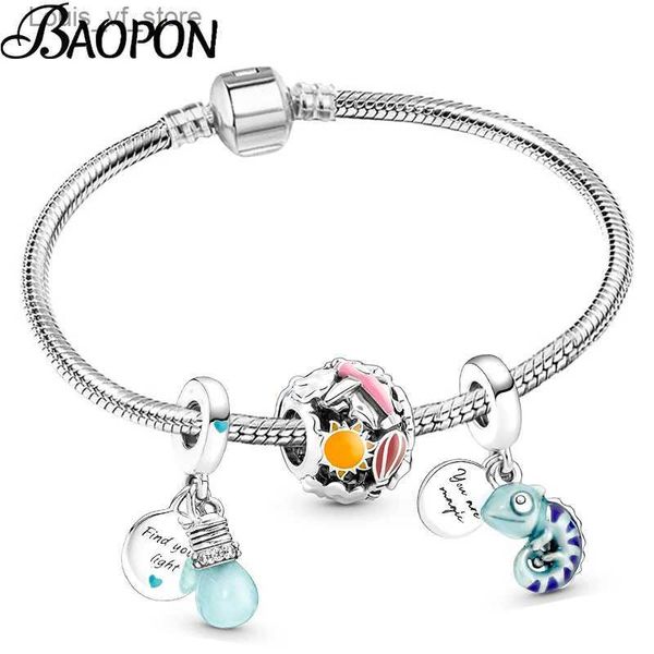 Pulseras con dijes Pulseras con dijes de camaleón plateadas en plata 2022 Nuevas cuentas Pulsera Brazaletes para mujeres Novia Joyería para niños Regalo Oferta especial T231213