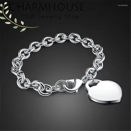 Charm Armbanden Verzilverd Voor Vrouwen Hart Tag Armband Bangles Polsbandje Pulseira Femme Sieraden Accessoires Groothandel