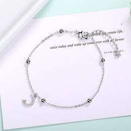 Bracelets de charme plaqué argent joli bracelet de perles rondes bijoux coréen brillant étoile lune étudiant cadeau d'anniversaire pour femmes