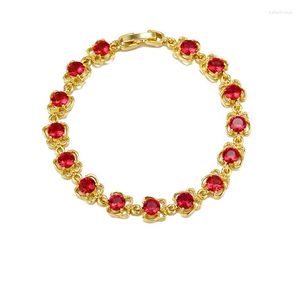 Bracelets de charme Bijoux simples et élégants Gold Filled Tempérament des femmes Bracelet de chaîne de zircon rouge