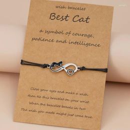 Bracelets de charme Simple Mignon Animal Fox Petit Chat Bracelet Pour Femmes Fille Infinity Symbole Sangle Corde Amitié Amour Bijoux Cadeau