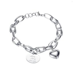 Bedelarmbanden eenvoudige hartmunt dames armband roestvrijstalen ketting ronde polsband voor vrouw jubileumgeschenk