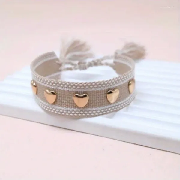 Bracelets de charme rivet coeur simple rivet tressé d'amitié tissu ajusté en corde à glands à paquets pour filles amoureux bijoux cadeaux