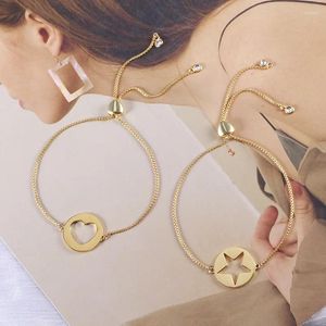 Bracelets de charme Simple Partysu Creux Brillant Disque Amour Coeur Pentagramme Étoile Haricot Bracelet Réglable Pour Femmes