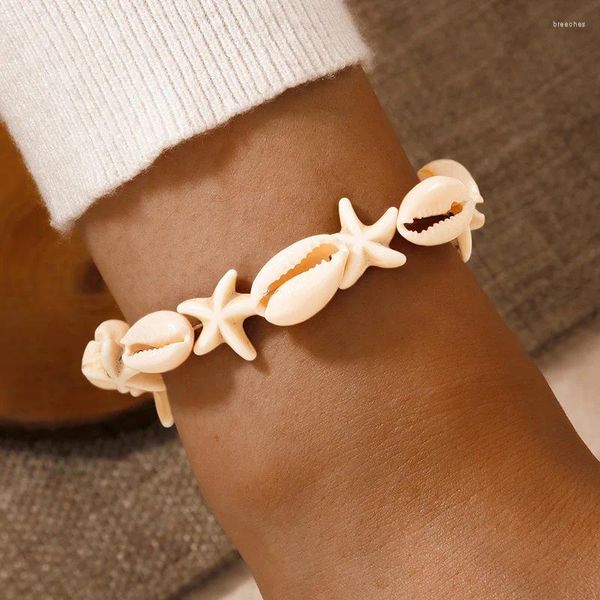 Bracelets de charme Simple Seaside Holiday Shell Starfish Bracelet monocouche créatif à la main plage chaîne réglable pour les femmes