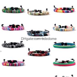 Bracelets de charme Bracelet de corde de cire simple Mticolor Rainbow Bracelet réglable Bracelet de manchette pour hommes femmes bijoux de mode Will et Sandy Dro Dhz0V