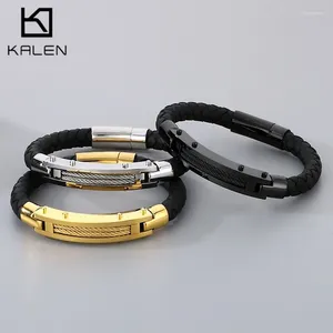 Bracelets de charme Bracelet en cuir à carres à vache à fil simple pour hommes Gift de haute qualité en acier inoxydable fermoir de mode bijoux de mode