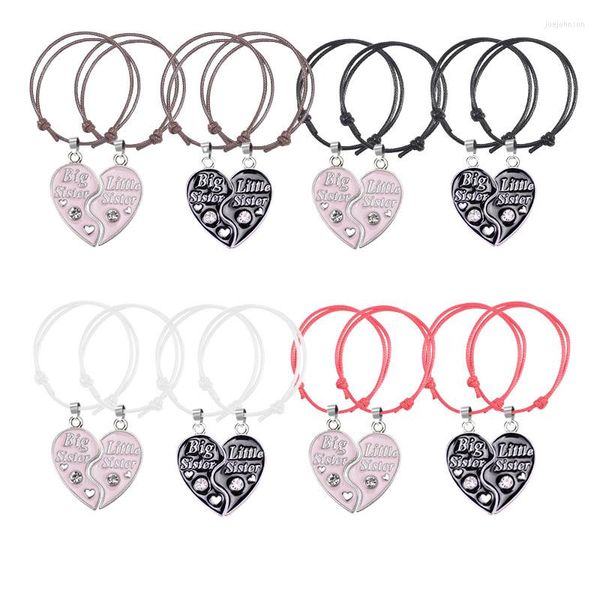 Bracelets porte-bonheur soeurs Bracelet amour coeur pendentif femme cuir corde amitié main chaîne bijoux de mode cadeau d'anniversaire