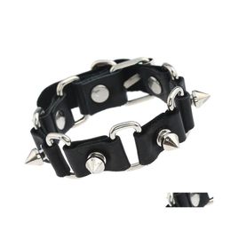 Bracelets porte-bonheur squelette Skl Rock cuir boucle de ceinture pour femmes hommes unisexe Punk gothique bracelets bijoux cadeau livraison directe Oto4U