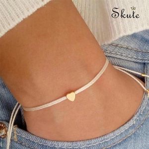 Bedelarmbanden skuteren eenvoudige delicate kleine goudkleur hart armband handgemaakte verstelbare touw gelukkig voor vrouwen mode -sieraden