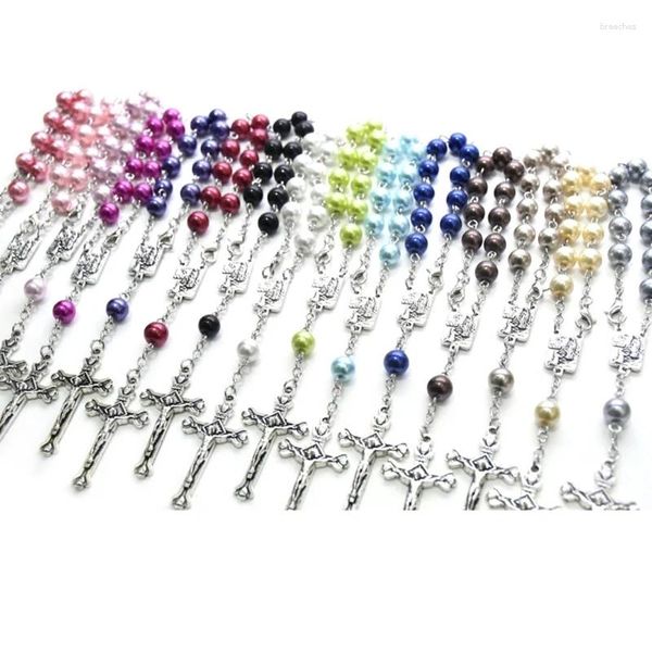 Bracelets de charme Petit chapelet de baptême Perles de perles Chapelets de doigt Faveur de fête