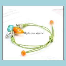 Bedelarmbanden kleine wortels patroon keramische mode sieraden groen touw cartoon stijl vrouwen schattig versier artikel vipjeewel drop vipjewel dheyj