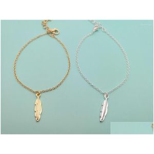 Bracelets de charme petit collier de feuilles longues arbre nature bracelet de plume tombée feuille de vigne de la plante d'herbe olive bijoux de gouttes