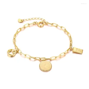 Bracelets de charme Smile et Elizabeth Bracelet en acier inoxydable minuscule cadeau pour femme bijoux religieux