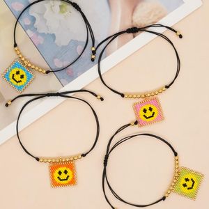 Bedelarmbanden glimlachen gelukkige miyuki vergulde kralen vriendschap armband mode zomer handgemaakte sieraden cadeau voor meisje vrouwen