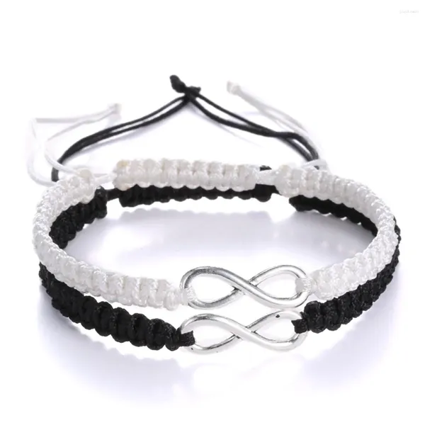 Pulseras de encanto Smvp 2pcs 8 palabras Pareja de amor infinito para mujeres hombres trenzados cadena de cuerda trenzada brazalete de combate amistad