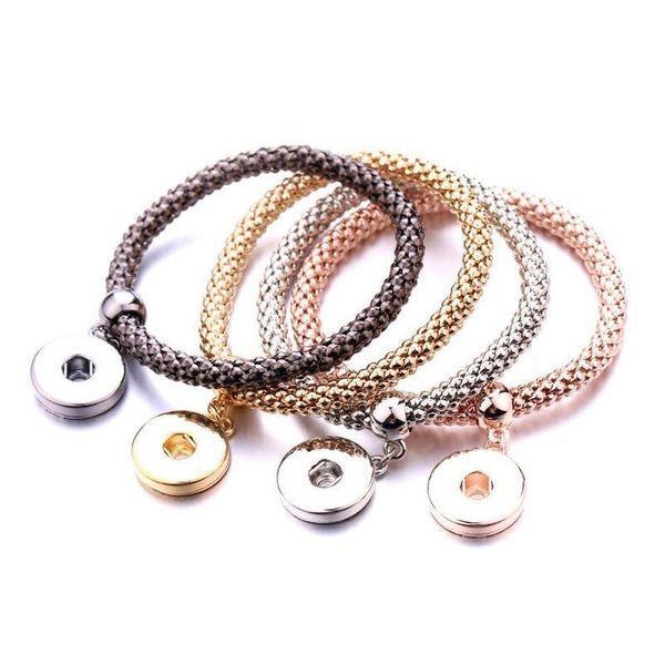 Bracelets de charme Bracelet à bouton-pression Ajustement 18mm Bracelets de cercle interchangeables réglables pour femmes filles Mode Noosa Bijoux Drop D Dhgwy