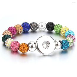 Bedelarmbanden snap sieraden kleurrijke klei kristallen knop armband handgemaakte 10 mm kralen passen 18 mm 20 mm snaps voor vrouwen