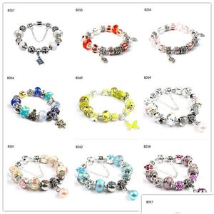 Bedelarmbanden sneeuwvlok vlinder vlinder tibetan sier glazen kralen armband mode dames diy Europese 6 stuks veel gemengde stijl drop de dhxru