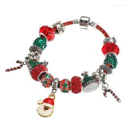 Bracelets porte-bonheur flocon de neige noël mélange Style corde chaîne Bracelet bricolage perles de cristal rouge bracelets pour femmes bijoux cadeau