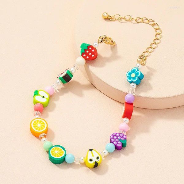 Bracelets de charme SO Summer Beach Mignon Acrylique Multicolore Shell Fleurs Fruits Papillon Perle Coeur Bracelet Femme Bijoux Cadeau Goutte