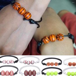 Bracelets de charme Sport Hommes Basketball Football Rugby Volleyball Pendentif Bracelets Bracelet À La Main Réglable Tressé Corde Noire