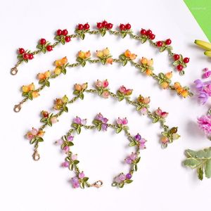 Bedelarmbanden Lente Plant Voor Vrouwen Vintage Verklaring Kleurrijke Kralen Bes Bosbessen Bladeren Armband Bangles Vrouwelijke Partij Sieraden