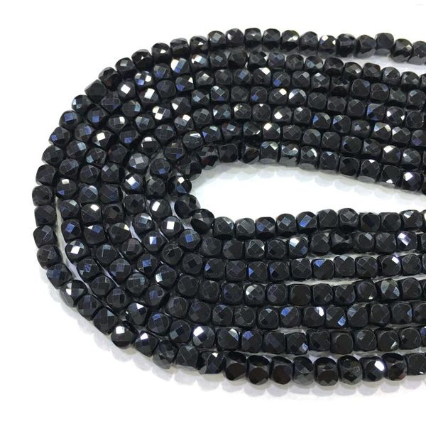 Bracelets porte-bonheur carré perles de spinelle noir 4-5mm pierres précieuses naturelles entretoise bijoux accessoires faisant collier à faire soi-même Bracelet 15 pouces usine