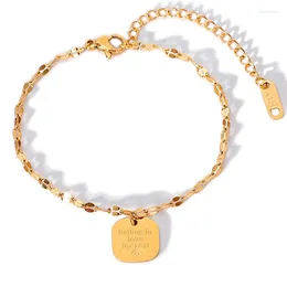 Bedelarmbanden vierkante armband voor vrouwen die verliefd worden op echte roestvrijstalen ketting gouden kleur sieraden liefhebber gift groothandel (GB444)