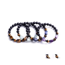 Bedelarmbanden vierkant zeven chakra's stenen armband vrouwen mannen 8 mm lava kralen etherische olie diffuse energie boeddha strench sieraden c3 dhpyk