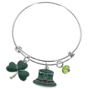 Pulseras de encanto St Patricks Day Pulsera Shamrock Bangle Green Irish Women Girl Valentine Mardi Gras Jewelry Set Party