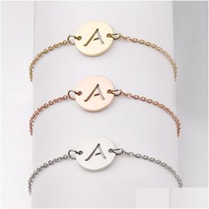 Bracelets de charme bracelet en acier inoxydable minuscule AZ 26 lettre initiale pour femmes hommes bijoux en gros