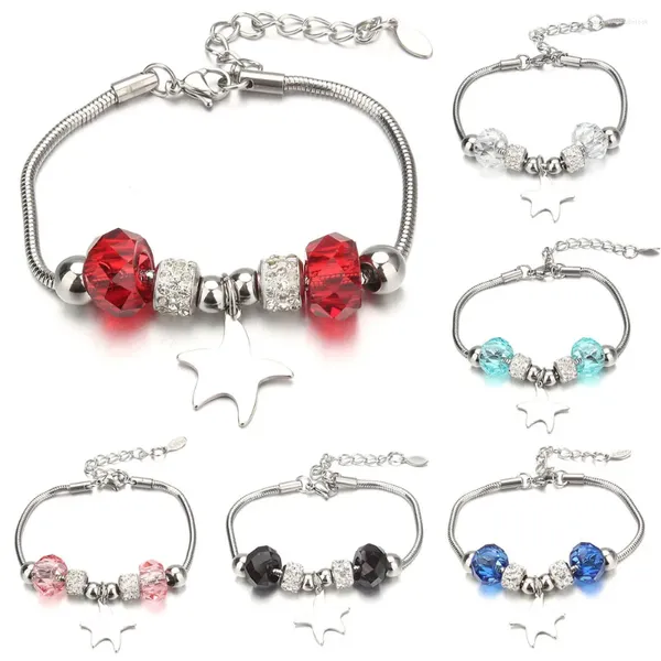 Bracelets de charme Bracelet en acier inoxydable Bracelets étoiles de mer perles de cristal ajustement femmes fille amitié cadeau bijoux goutte