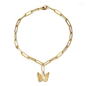 Bracelets porte-bonheur Bracelet papillon en acier inoxydable pour femme filles Animal mignon trombone chaîne minimaliste bijoux Kent22