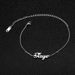 Charm Bracelets Stainless Steel Cus Name Anklet Personalized Jewelry Cusized Enkelbandje Rose Color Nameplate Ankle Bracelet Cheville