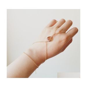 Bedelarmbanden roestvrijstalen vingerring armband kristallen stenen goud handketen sieraden voor vrouwen en tienermeisjesscherm drop leveren dhyzu