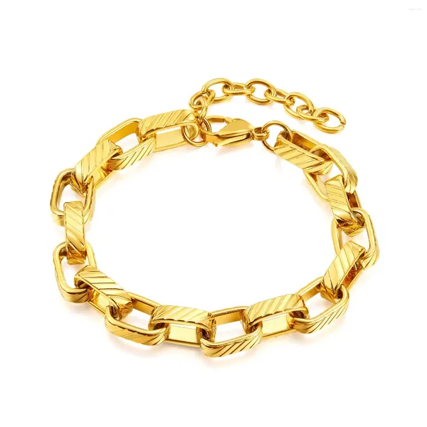 Bracelets de charme en acier inoxydable chaîne à maillons cubains géométriques pour femmes plaqué or épais imperméable 2023 cadeaux de bijoux féminins