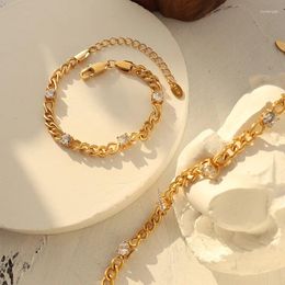 Bracelets de charme Bijoux en acier inoxydable 18 carats Plaqué or Pvd Étoile à cinq points Chaîne réglable Bracelet pour femmes