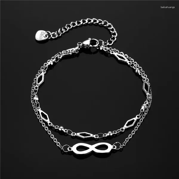 Bracelets de charme en acier inoxydable mode coréenne symbole infini multicouche perle chaîne bracelet à breloques pour femmes bijoux fille Kpop cadeau