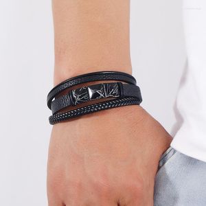 Bracelets porte-bonheur acier inoxydable hommes cuir personnalisé tressé corde perles cadeau personnalisé pour petit ami père